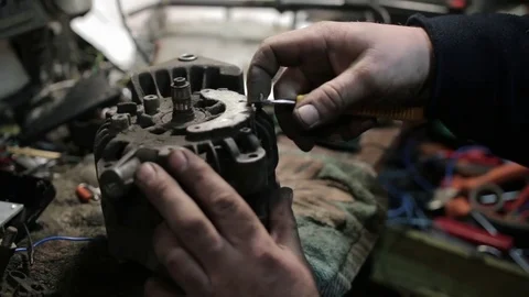 Repair of generator car Stock Footage 81945093