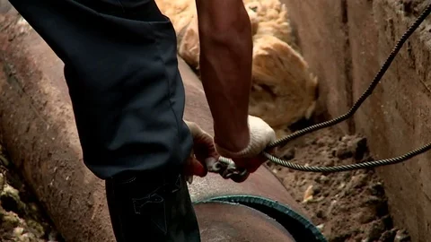 The repair of the heating system remove old pipes Stock Footage 79551105