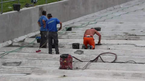 Repair of hydraulic engineering constructions Stock Footage 53126411