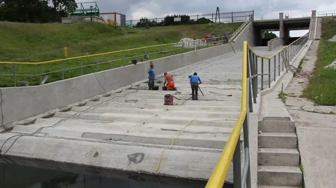 Repair of hydraulic engineering constructions2 Stock Footage 53127261