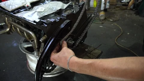 Repair installation of timing chain and tensioners Stock Footage 325804315