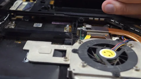 Repair Laptop Processor Chip and Cooling System Stock Footage 118620761