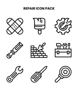 Repair Line Vector Icons Pack 스톡 일러스트