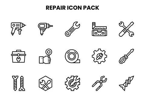Repair Line Vector Icons Pack Stockillustratie