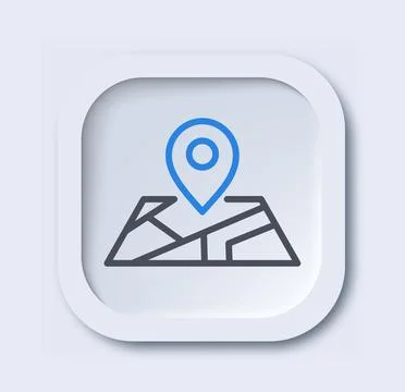 Repair linear icon. Map with blue GPS pin. Address of real estate and private 스톡 일러스트