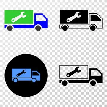 Repair Lorry Vector EPS Icon with Contour Version Stock Illustration