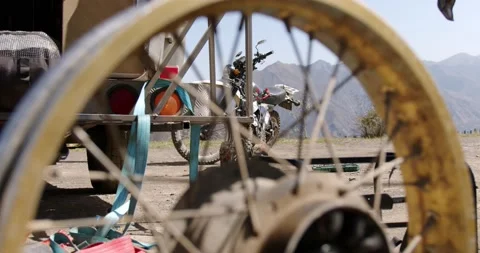 Repair of a mountain motorcycle Stock Footage 232015326