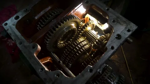 Repair of an old blue tractor Stock Footage 306204963