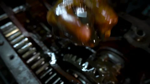 Repair of an old blue tractor Stock Footage 306205281