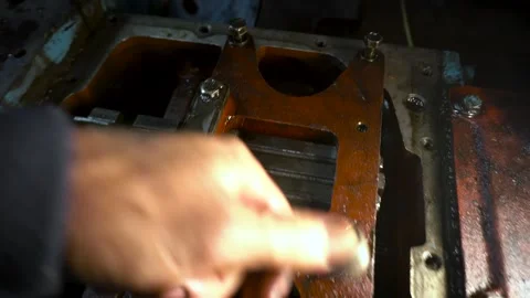 Repair of an old blue tractor Stock Footage 306205480