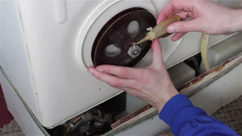 Repair old washing machine Video stock 87565474