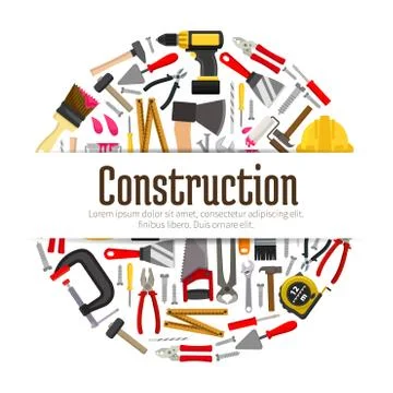 Repair or construction tools or instruments banner Ilustración de archivo