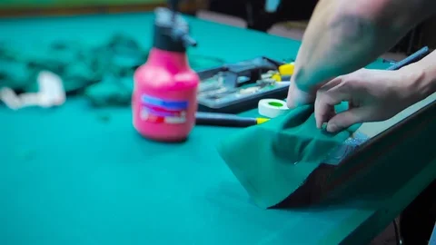 Repair, Padding and Assembly Master for Billiard Tables. Stock Footage 124655739