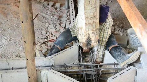 Repair pillar of Beneath or under the building House thai style Stock Footage 44536754