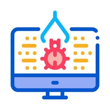 Repair program bug icon vector outline illustration Illustrazione stock