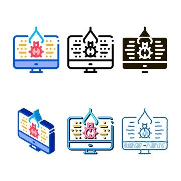 Repair program bug icon vector series outline Stock-Illustration