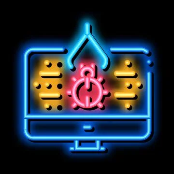 Repair program bug neon glow icon illustration Illustrazione stock