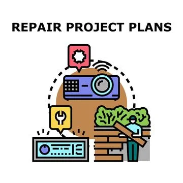 Repair project planning process for building and renovation Stock Illustration
