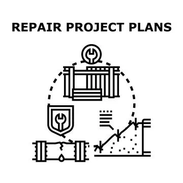 Repair project plans for infrastructure and home maintenance Stock-Illustration