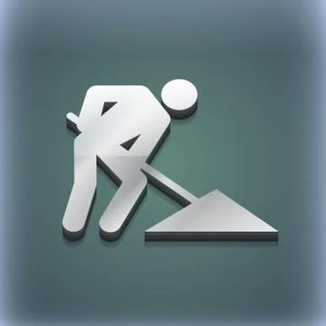 Repair of road, construction work icon symbol. 3D style. Trendy, modern design w Illustrazione stock