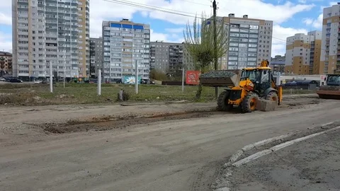 Repair of a road in the suburbs Stock-Footage 81590928