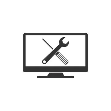Repair, service computer icon. Vector illustration, flat design. Stock Illustration