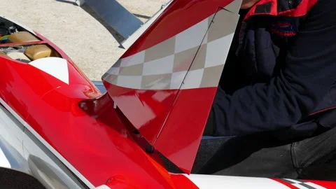 Repair of a small plane before take-off Stock Footage 153812140