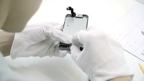 Repair of smartphones, phones Stock Footage
