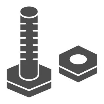 Repair stationery solid icon. Structural bolt and screw with hex nut symbol Stock Illustration