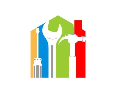 Repair tool inside the house shape Illustrazione stock