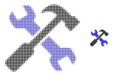 Repair Tools Halftone Dot Icon Illustrazione stock