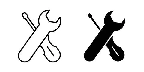 Repair tools icon collection in black, Line icons, flat symbols Stock Illustration