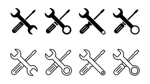 Repair tools icon set. tool icon vector. setting icon vector. Wrench and sc.. Illustrazione stock