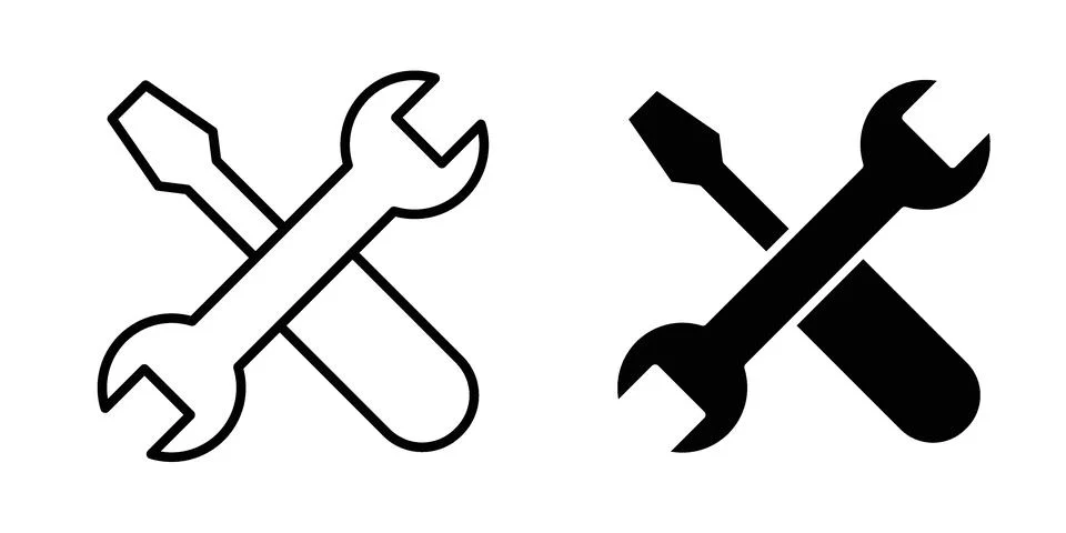 Repair tools icon vector concepts, line and silhouette style Stock Illustration