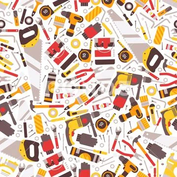 Seamless pattern with repair working tools icons Vector Image