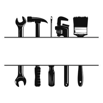 Repair tools set signboard frame design Stock-Illustration