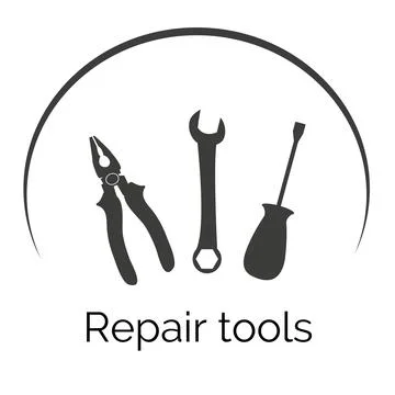 Repair tools silhouette icon set Stock Illustration