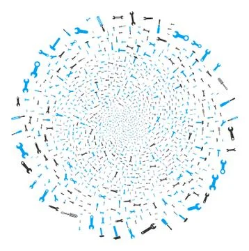 Repair Tools Spiral Exploding Globula Stock Illustration