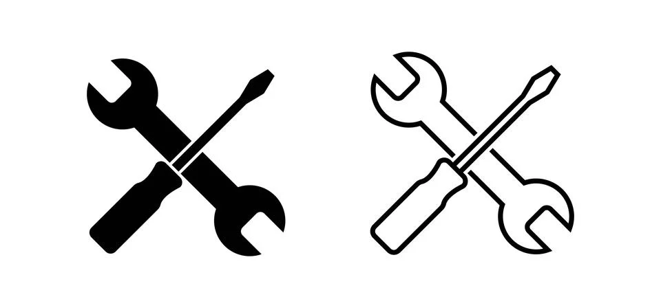 Repair tools vector icon. Crossed screwdriver and wrench (or spanner) illus.. Stock Illustration
