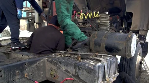 Repair of trucks. Stock Footage 231430141