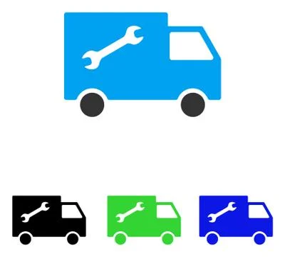 Repair Van Flat Vector Icon 库存插图