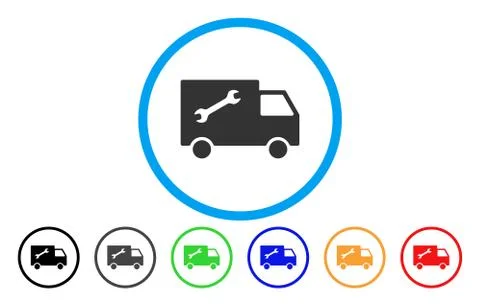 Repair Van Rounded Vector Icon 库存插图