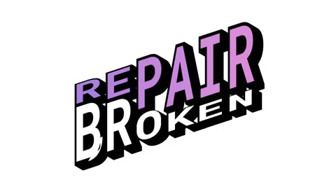 REPAIR vs BROKEN, 3D Text Animation in Isometric View with Opposite Word Motion Stock Footage 314263866