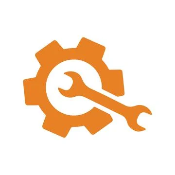 Repair, website, optimization, tool icon. Orange vector design. Illustrazione stock
