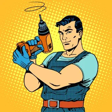 Repair work with a drill Stock Illustration