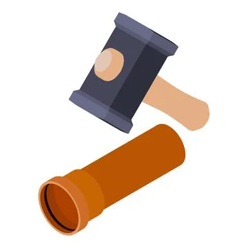 Repair work icon isometric vector. New building hammer and part of pipe icon Ilustración de archivo