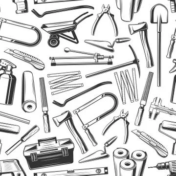 Repair work tools and equipments seamless pattern Stock Illustration