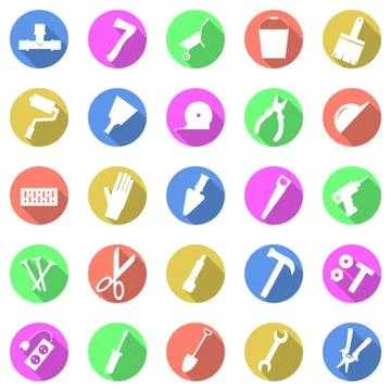 Repair work tools. Flat icons set. 스톡 일러스트