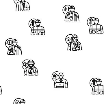 Repair worker engineer man vector seamless pattern Ilustración de archivo