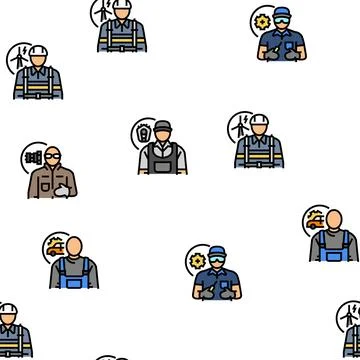 Repair worker engineer man vector seamless pattern 스톡 일러스트